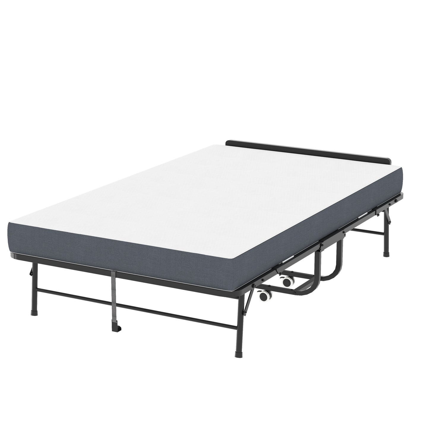 Twin Extra Long Folding Bed With Adjustable Headboard, Cot With Memory Foam Mattress - Black - The Sleep Loft - Online Mattress Showroom NYC