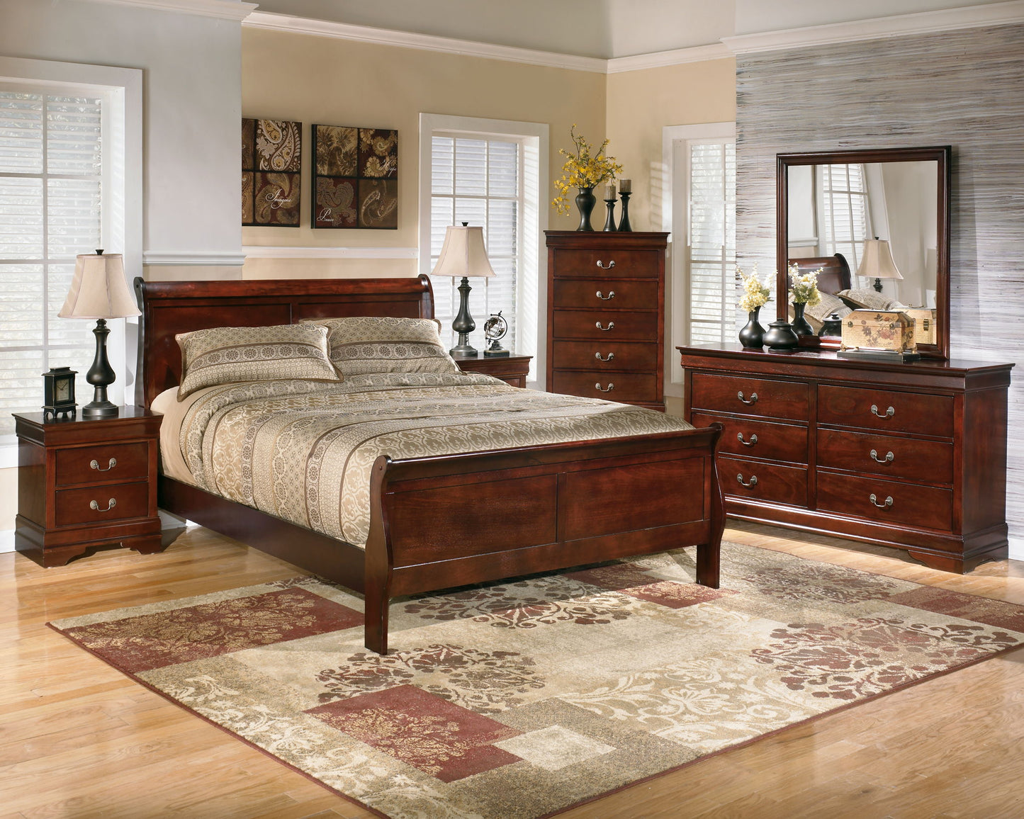Alisdair - Two Drawer Night Stand - Reddish Brown - The Sleep Loft - Online Mattress Showroom NYC