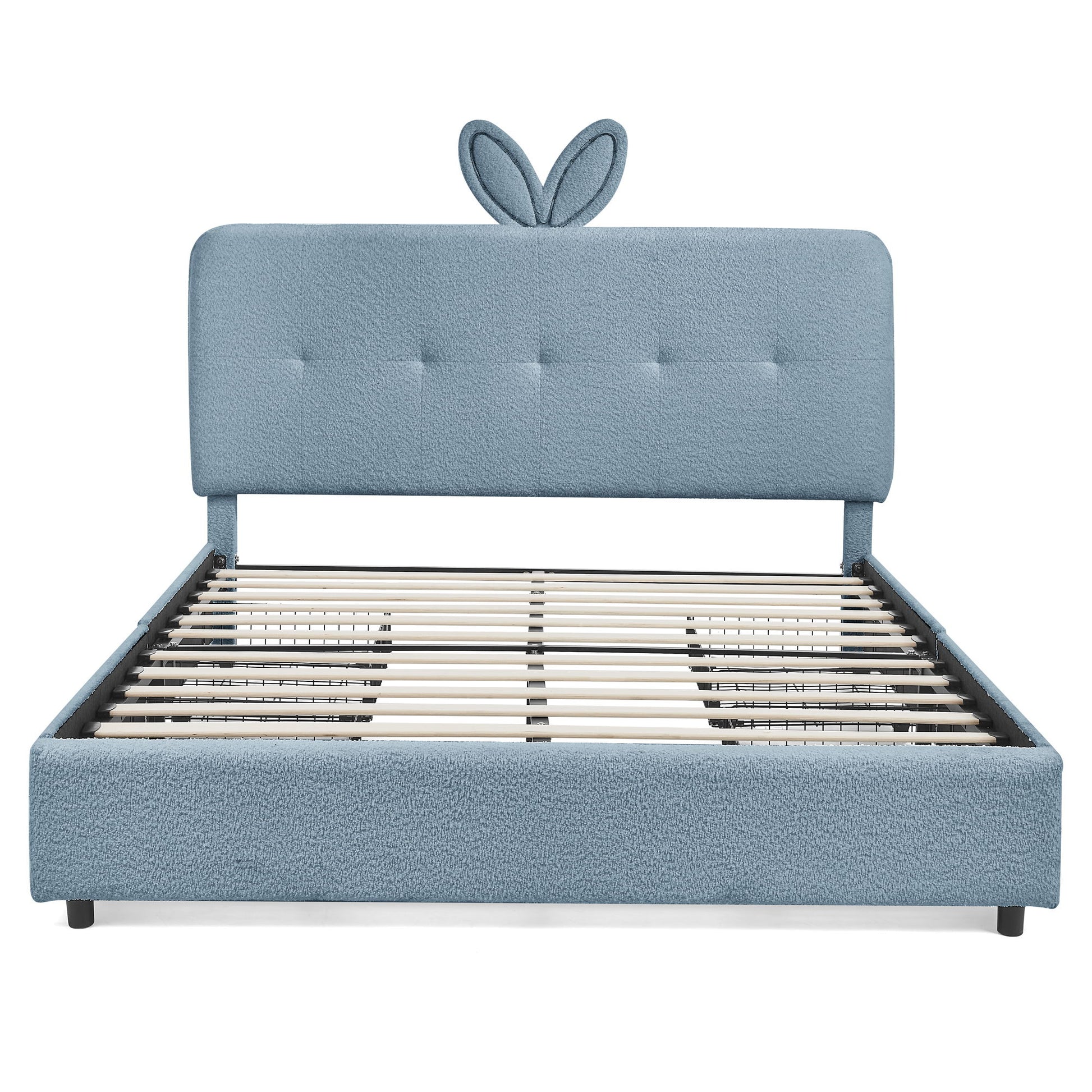 Upholstered Bed With Oversized Rabbit Ear Headboard, LED Lights & 4 Storage Drawers - The Sleep Loft - Online Mattress Showroom NYC