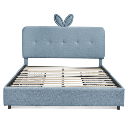 Upholstered Bed With Oversized Rabbit Ear Headboard, LED Lights & 4 Storage Drawers - The Sleep Loft - Online Mattress Showroom NYC