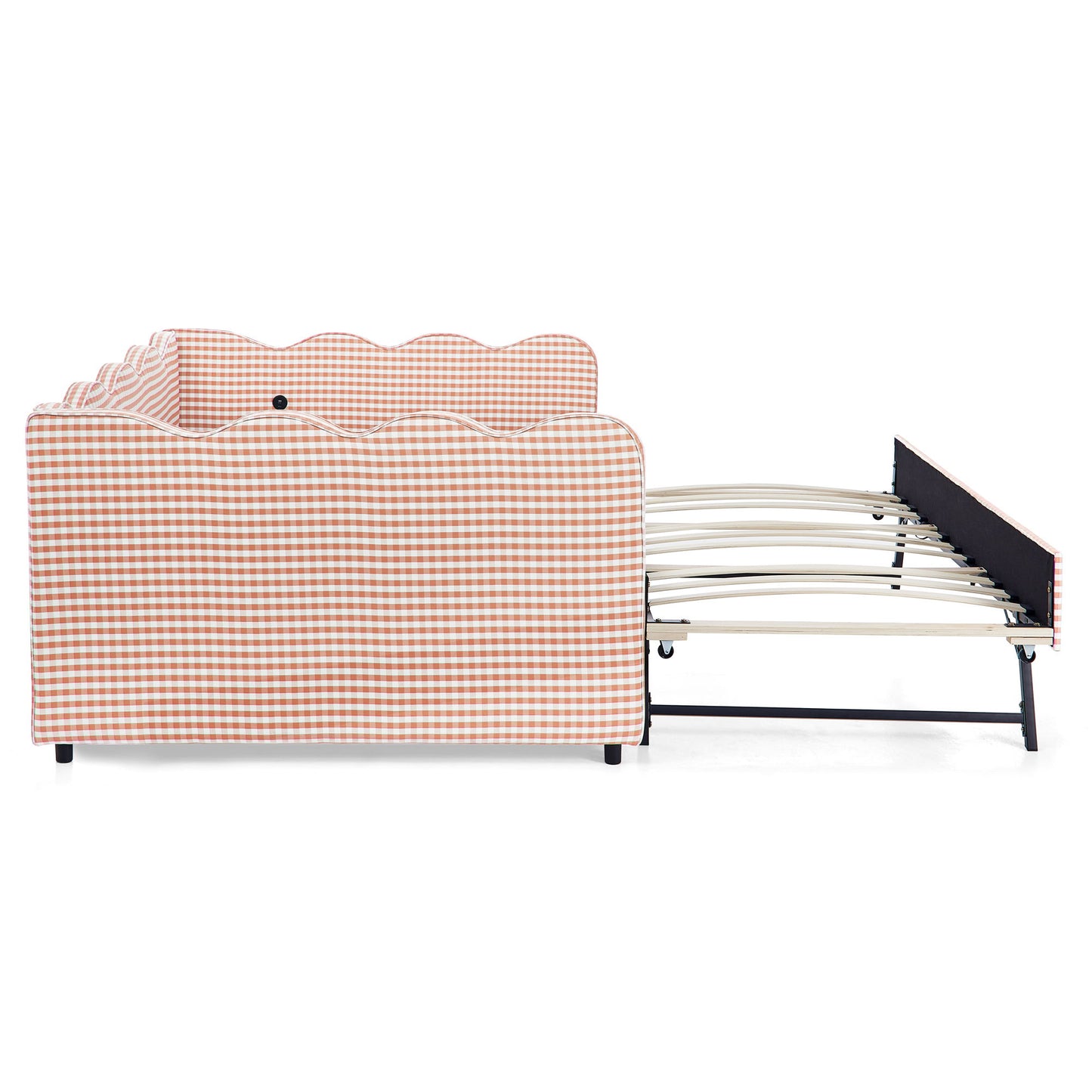 Gingham Daybed With USB Charging Port, Wave-Shaped Design - The Sleep Loft - Online Mattress Showroom NYC