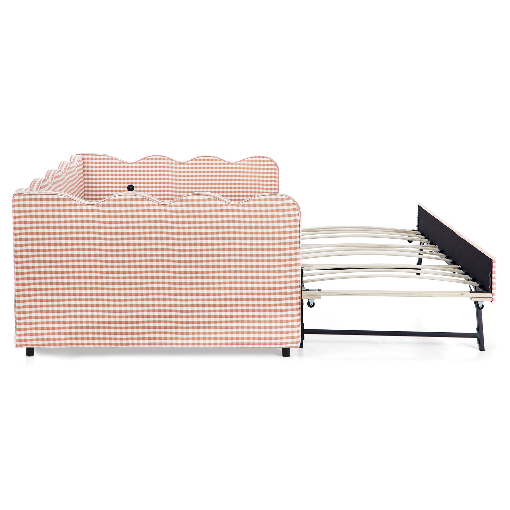 Gingham Daybed With USB Charging Port, Wave-Shaped Design - The Sleep Loft - Online Mattress Showroom NYC