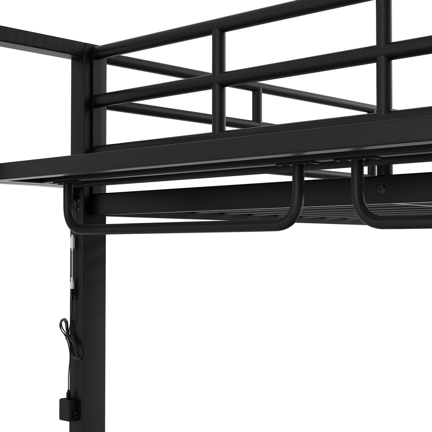 Bunk Bed With Storage Shelves, Clothes Hooks, LED Light - The Sleep Loft - Online Mattress Showroom NYC