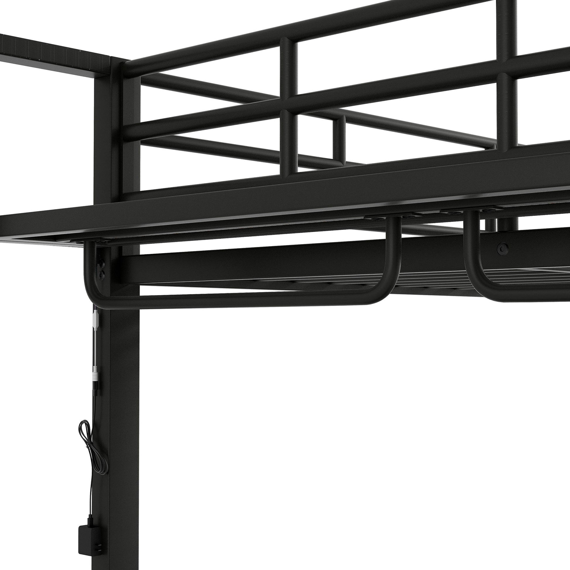 Bunk Bed With Storage Shelves, Clothes Hooks, LED Light - The Sleep Loft - Online Mattress Showroom NYC