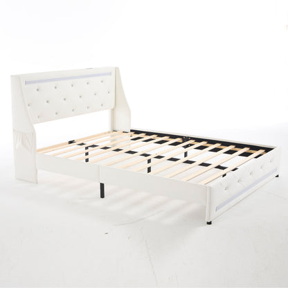 Wingback Upholstered Bed Frame With LED Lights, Charging Station - The Sleep Loft - Online Mattress Showroom NYC