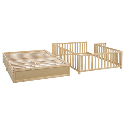 Daybed With Fence Guardrails And 2 Drawers, Split Into Independent Floor Bed & Daybed - The Sleep Loft - Online Mattress Showroom NYC