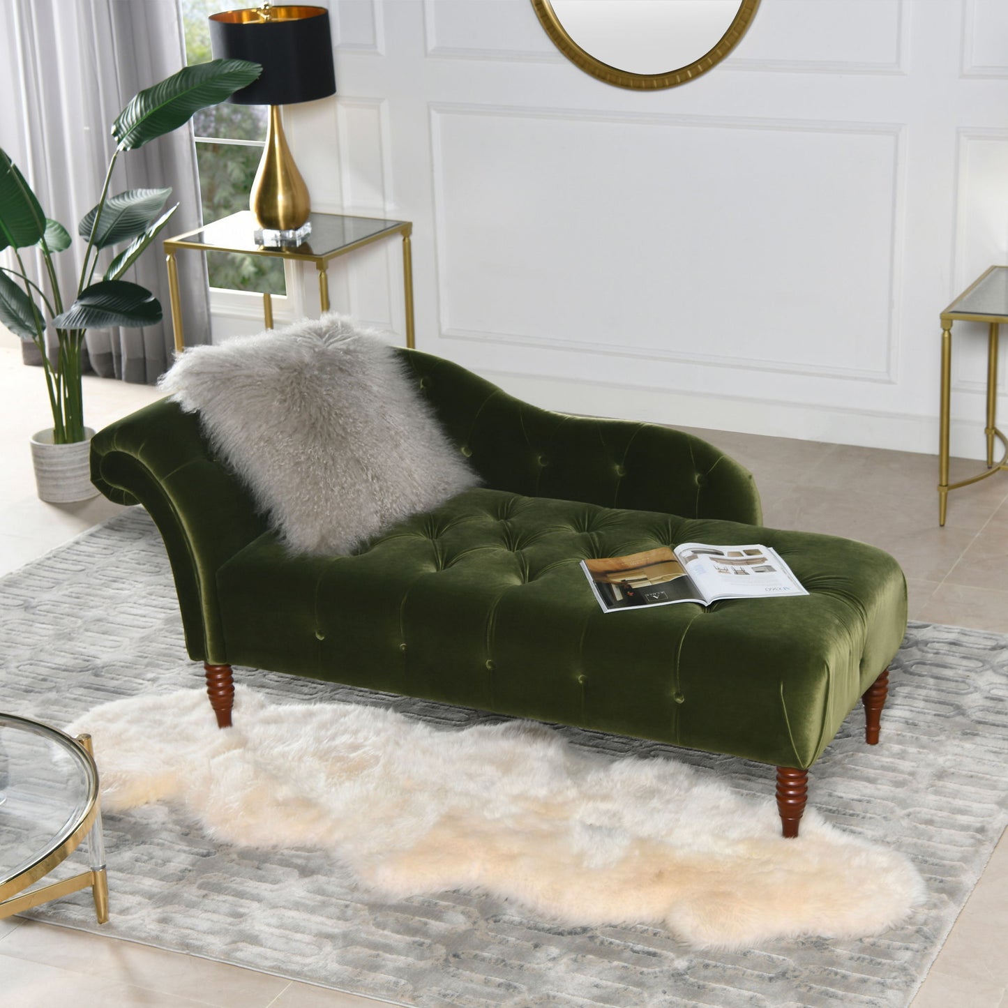 Samuel - Tufted Roll Arm Chaise Lounge - The Sleep Loft - Online Mattress Showroom NYC