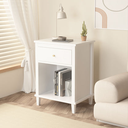 Nightstand & 1 Drawer And 1 Shelf - White - The Sleep Loft - Online Mattress Showroom NYC