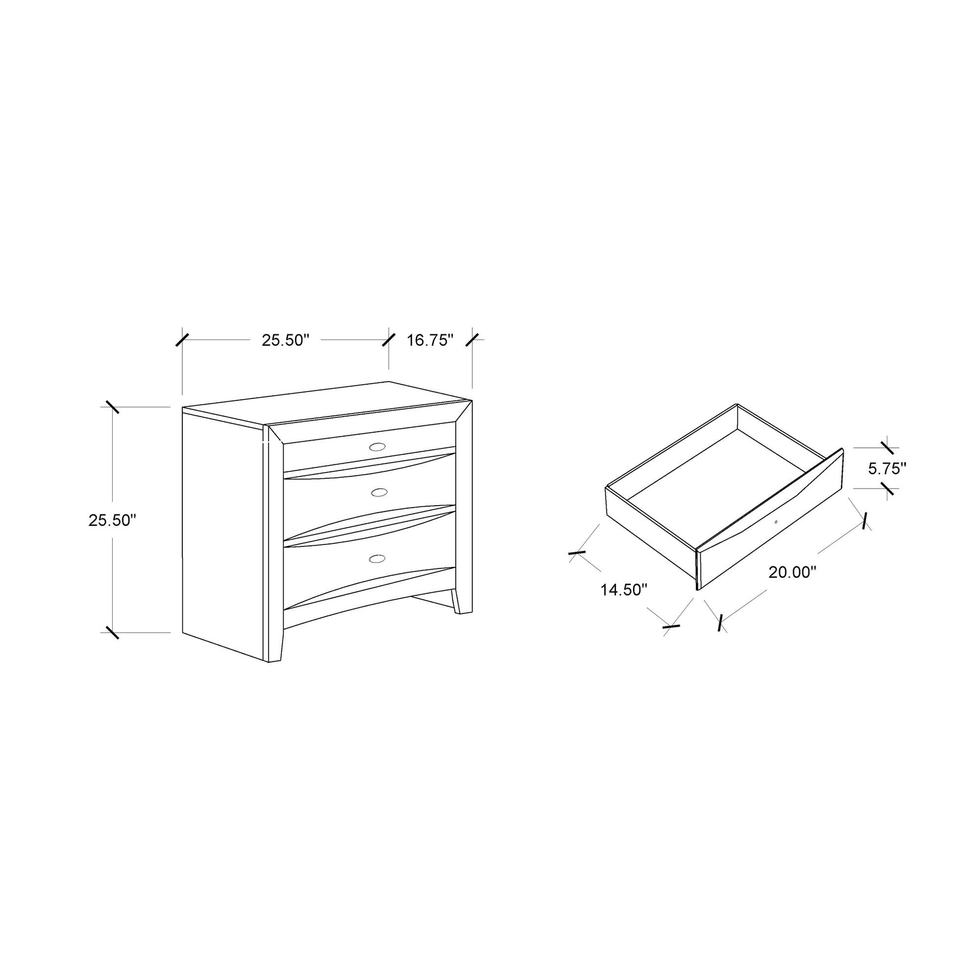 Lucille - Nightstand With Spacious Drawers - The Sleep Loft - Online Mattress Showroom NYC