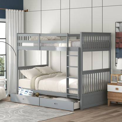 Bunk Bed With Ladders And 2 Storage Drawers - The Sleep Loft - Online Mattress Showroom NYC