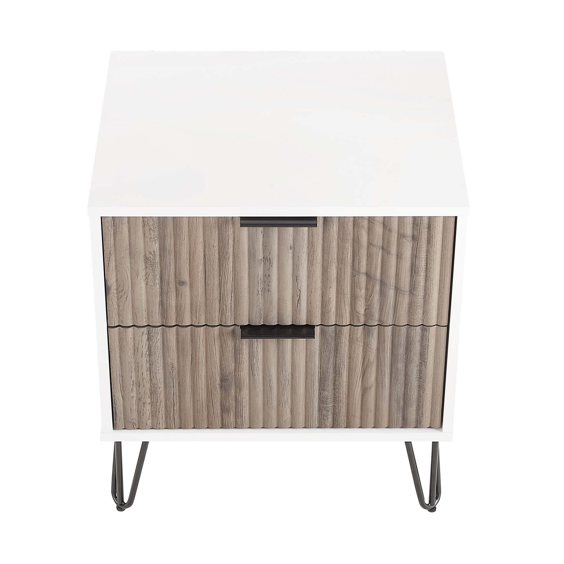 Dumbo - Fluted Nightstand With 2 Drawers - Gray / White - The Sleep Loft - Online Mattress Showroom NYC