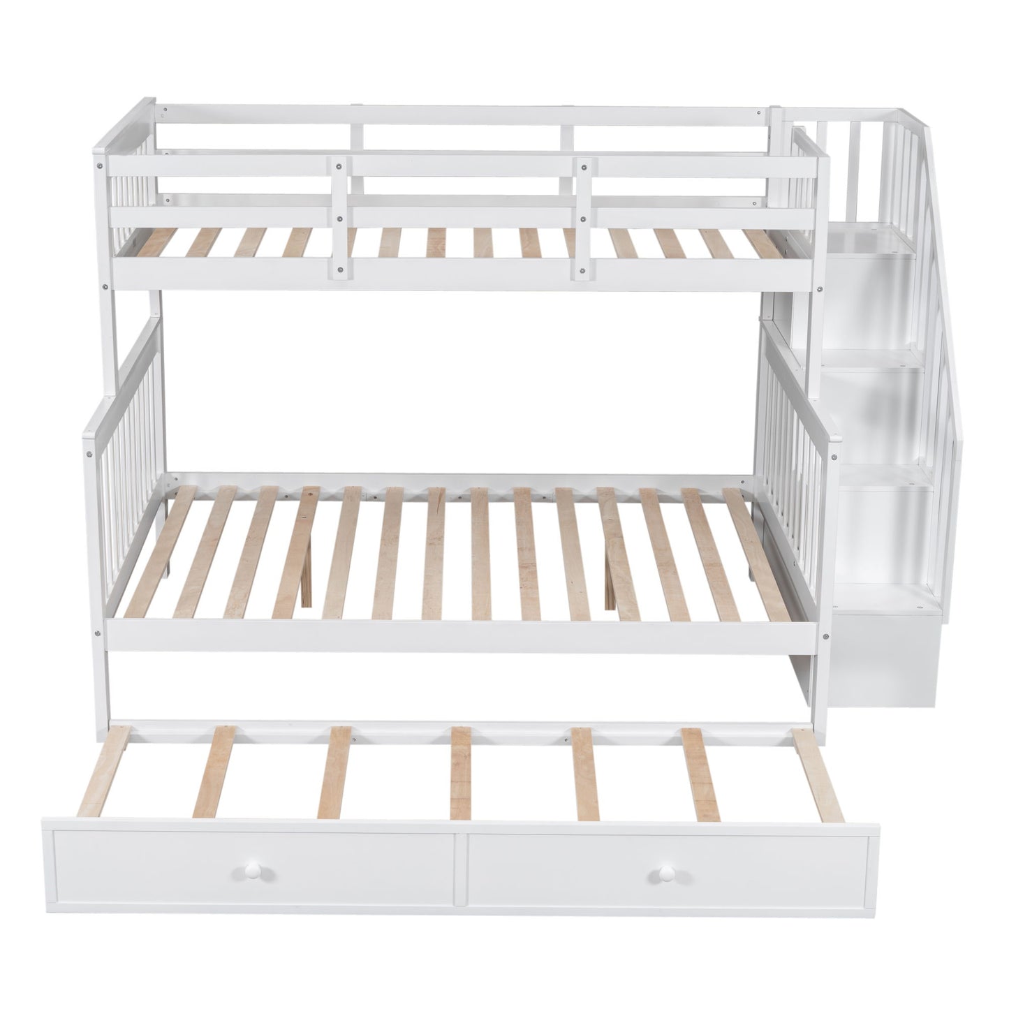 Bunk Bed With Twin Size Trundle, Storage And Guard Rail For Bedroom - The Sleep Loft - Online Mattress Showroom NYC