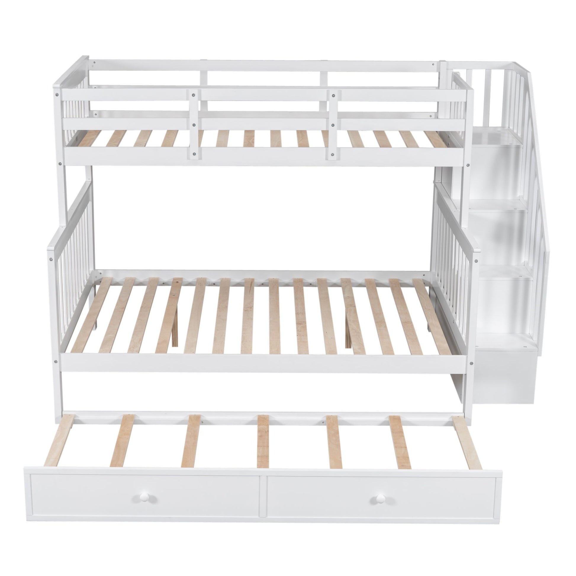 Bunk Bed With Twin Size Trundle, Storage And Guard Rail For Bedroom - The Sleep Loft - Online Mattress Showroom NYC