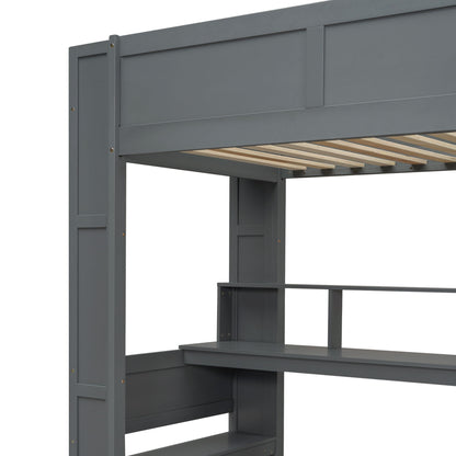 Gaming Loft Bed With Desk, Multi Storage Shelves, LED And Charging Station - The Sleep Loft - Online Mattress Showroom NYC