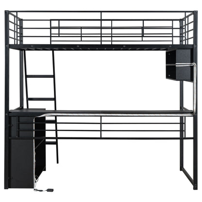 Loft Bed With LED Desk And 4 Storage Shelves - The Sleep Loft - Online Mattress Showroom NYC