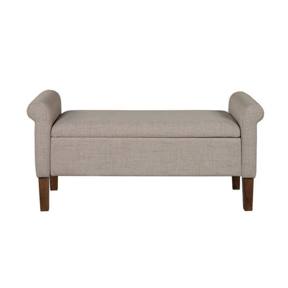 Upholstered Storage Bench With Rolled Armrests - Beige - The Sleep Loft - Online Mattress Showroom NYC