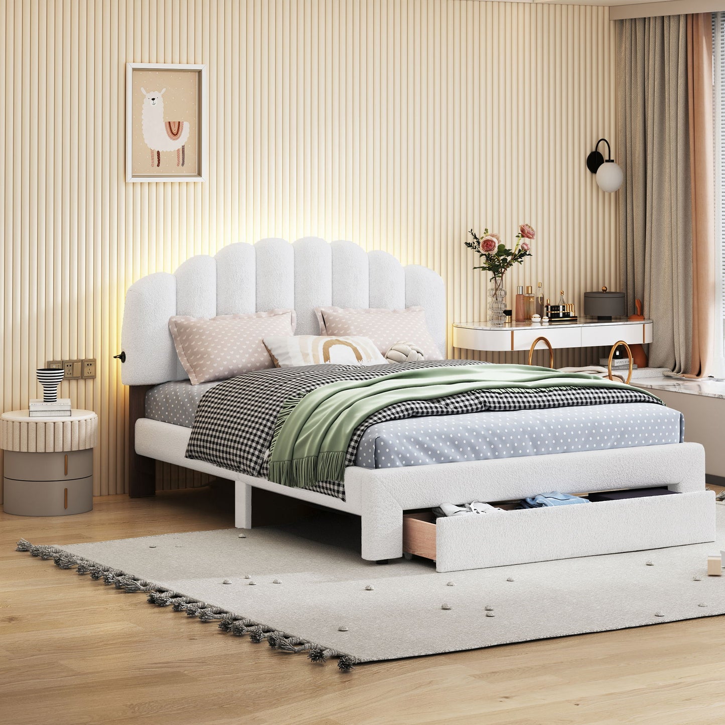 Upholstered Platform Bed With Drawer - The Sleep Loft - Online Mattress Showroom NYC