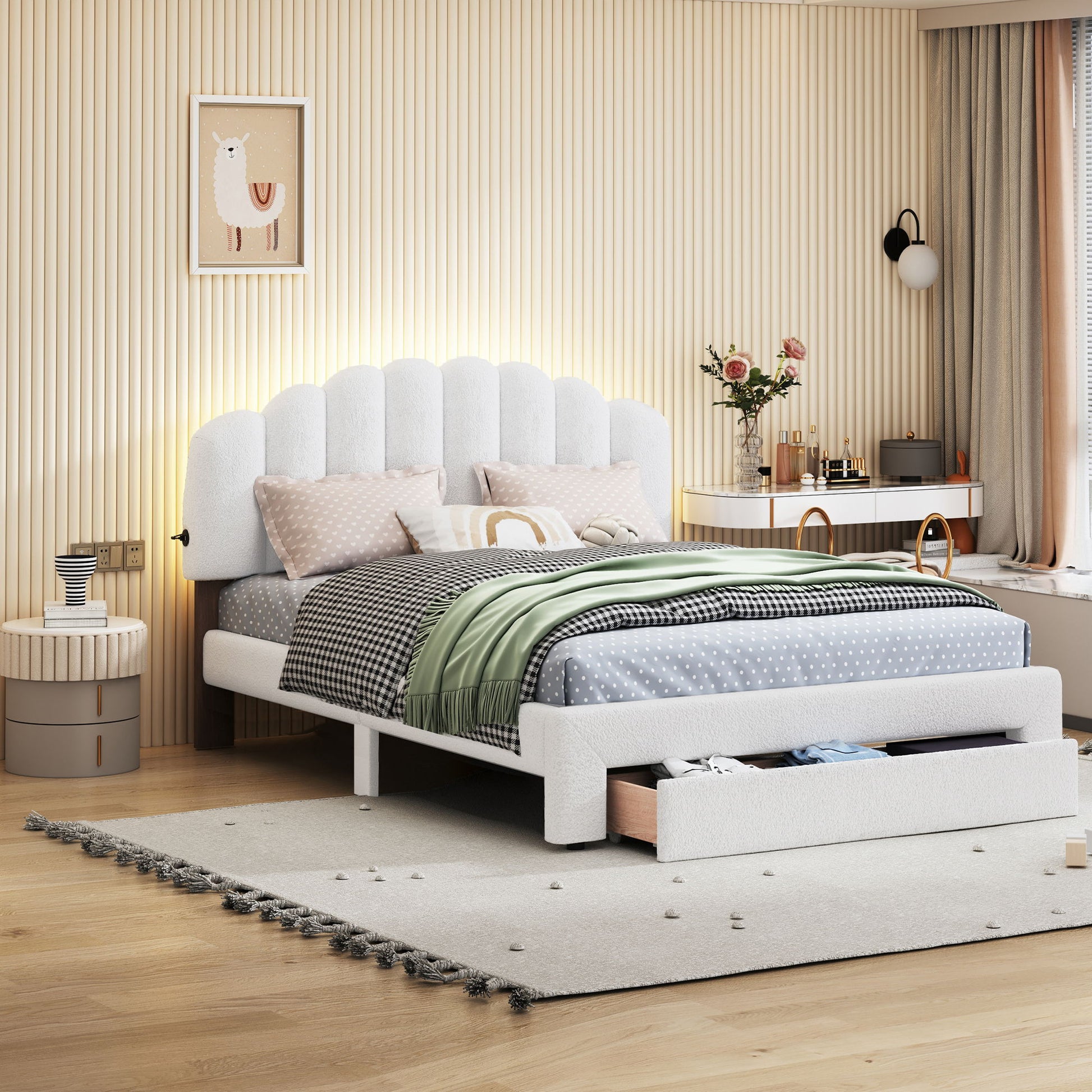 Upholstered Platform Bed With Drawer - The Sleep Loft - Online Mattress Showroom NYC
