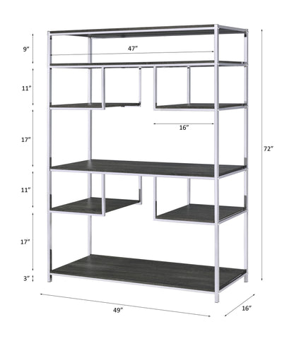 Vonara - Bookshelf - Chrome / Gray / Oak - The Sleep Loft - Online Mattress Showroom NYC