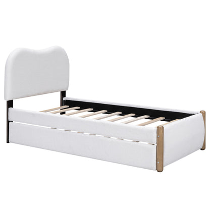 Upholstered Platform Bed With Wood Supporting Feet And Trundle - The Sleep Loft - Online Mattress Showroom NYC