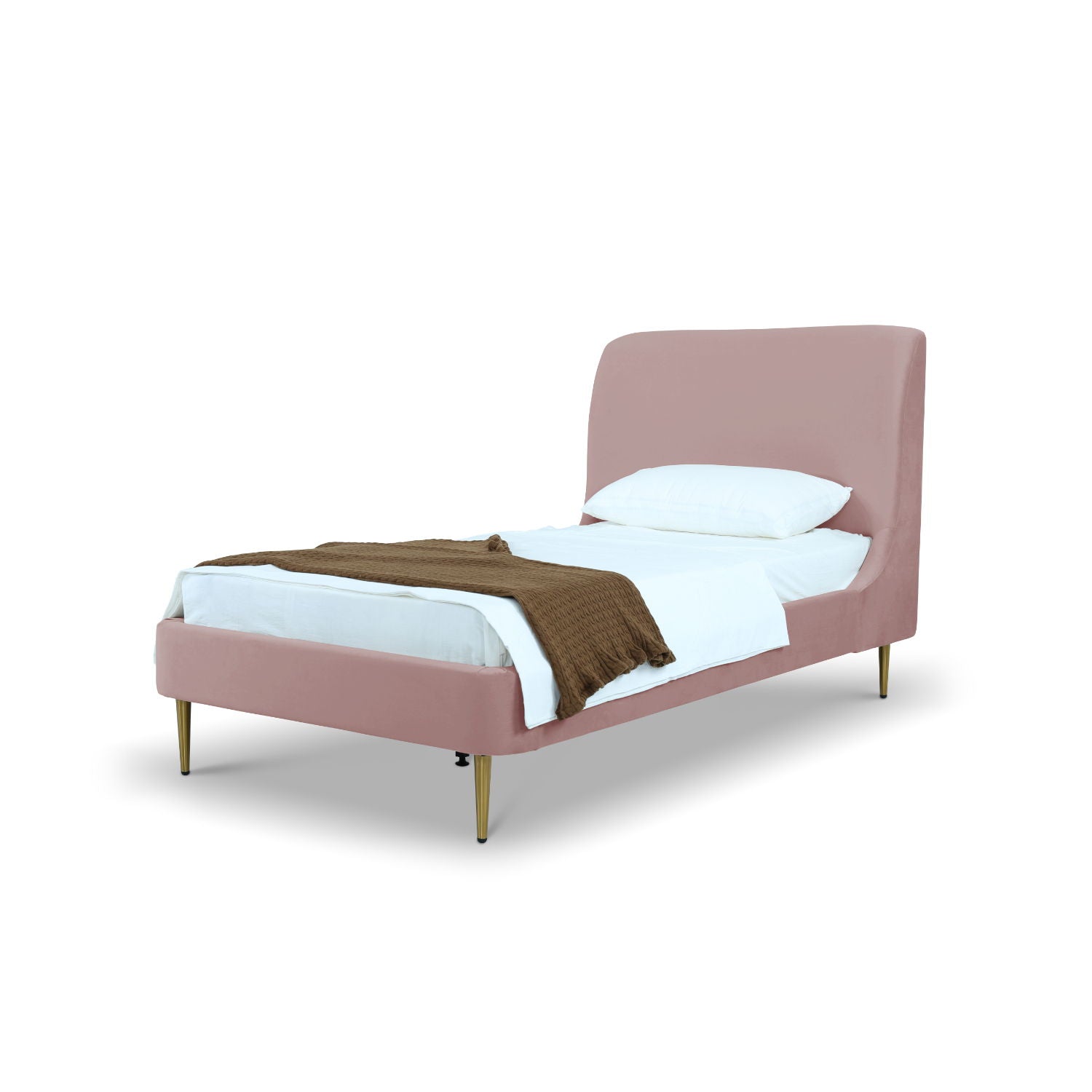 Mid-Century Modern Upholstered Bed With Curved Headboard - The Sleep Loft - Online Mattress Showroom NYC