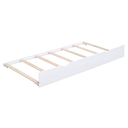 Twin Size Daybed With Storage Shelvesboard, Cork Board, USB Ports And Trundle - White - The Sleep Loft - Online Mattress Showroom NYC
