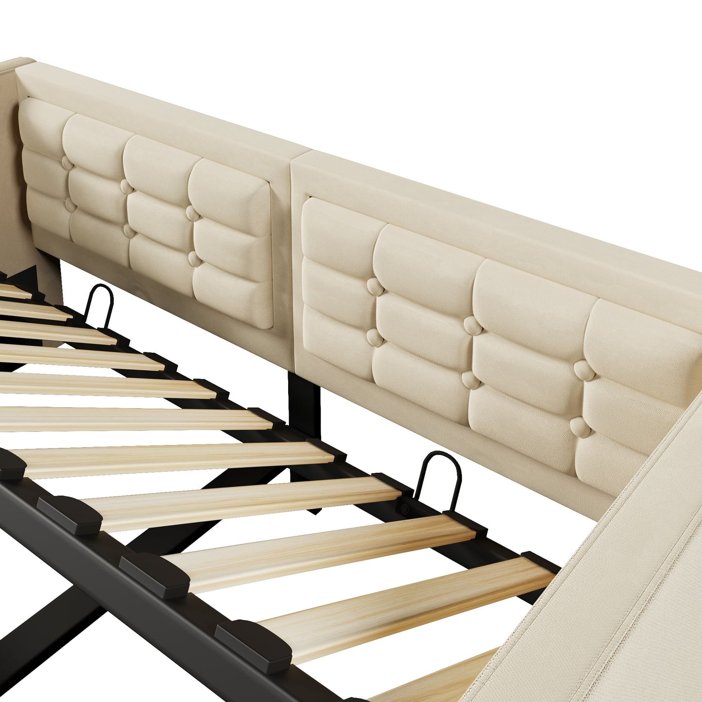 Upholstered Hydraulic Storage Daybed With USB & Type C Charging - The Sleep Loft - Online Mattress Showroom NYC