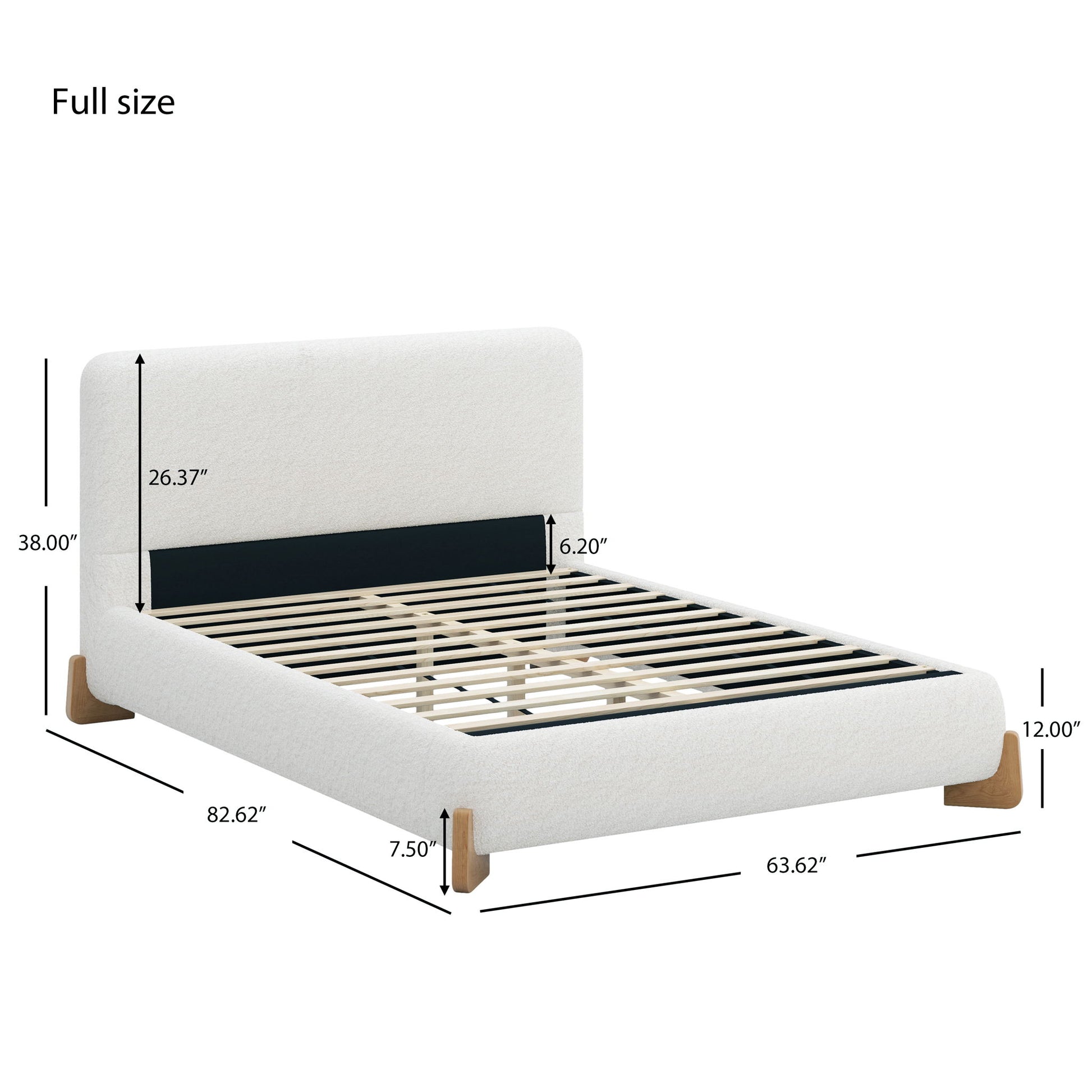 Elegant Boucle Upholstered Bed With Solid Wood Feet - The Sleep Loft - Online Mattress Showroom NYC