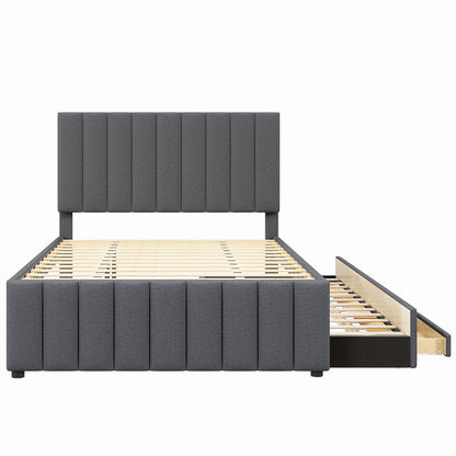 Upholstered Platform Bed With Twin Size Trundle And 3 Drawers - The Sleep Loft - Online Mattress Showroom NYC