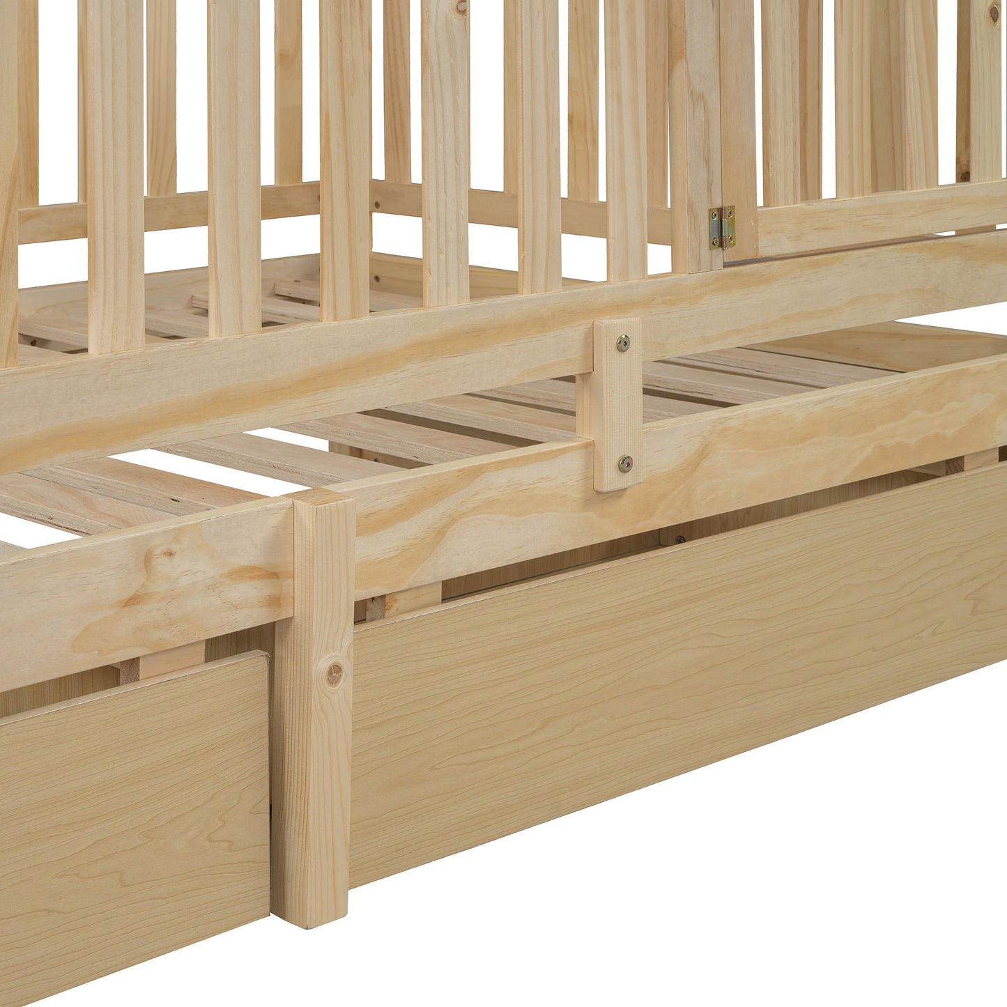 Daybed With Fence Guardrails And 2 Drawers, Split Into Independent Floor Bed & Daybed - The Sleep Loft - Online Mattress Showroom NYC