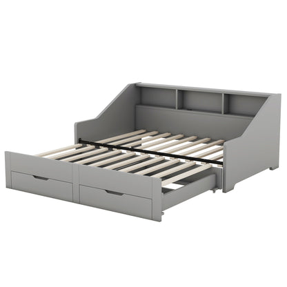 Daybed Frame With Storage Bookcases, 2 Drawers, Charging Station - The Sleep Loft - Online Mattress Showroom NYC