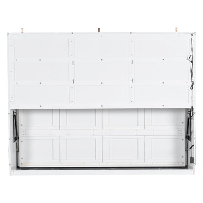 Murphy Cabinet Bed With Folding Sofa, Built In Storage Shelves And LED Light