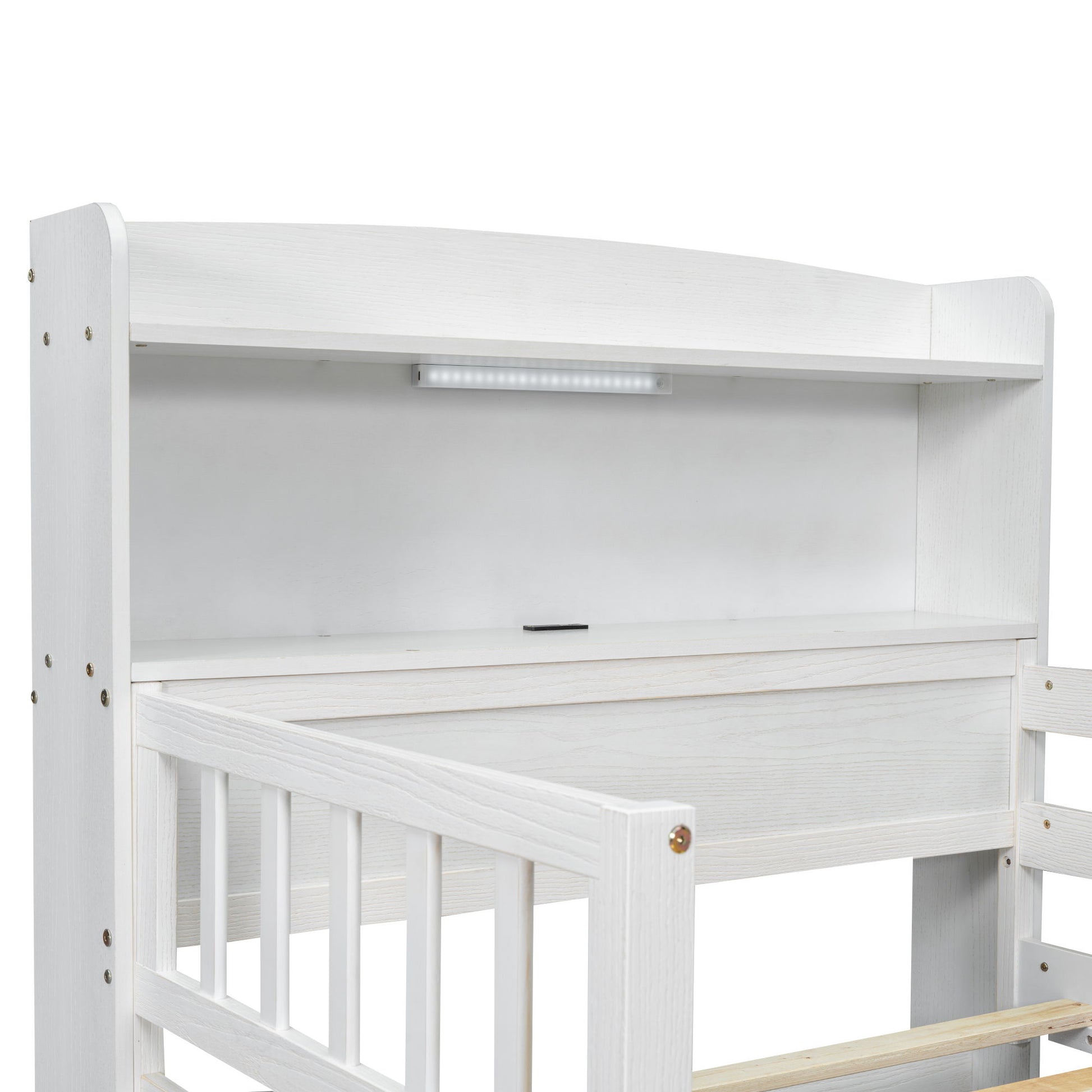 Platform Bed With LED Light, Multi Functional Headboard, Guardrail And 2 Drawers - The Sleep Loft - Online Mattress Showroom NYC