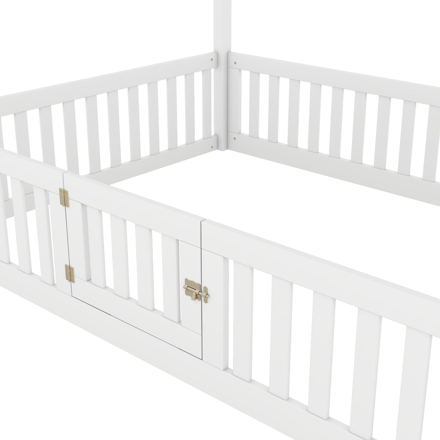 Wood House Bed With Fence And Door - The Sleep Loft - Online Mattress Showroom NYC