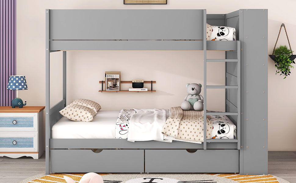 Bunk Bed With 2 Drawers And Multi Layer Cabinet - The Sleep Loft - Online Mattress Showroom NYC