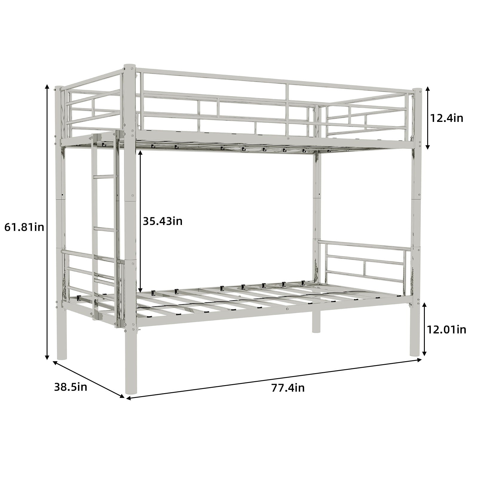 Metal Bunk Bed For Kids, Convertible Bedframe With Ladders & Guardrail - The Sleep Loft - Online Mattress Showroom NYC