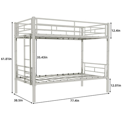 Metal Bunk Bed For Kids, Convertible Bedframe With Ladders & Guardrail - The Sleep Loft - Online Mattress Showroom NYC