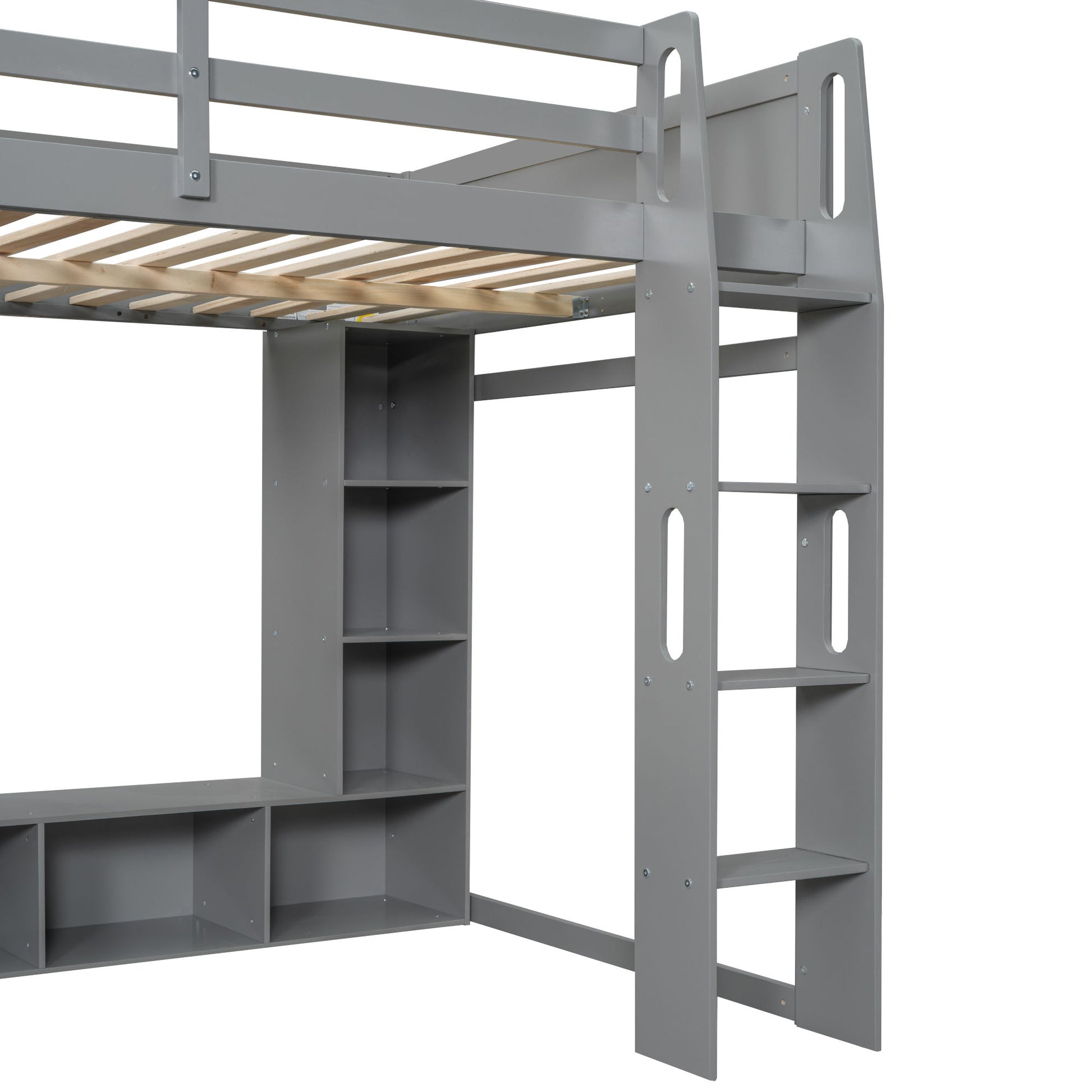 Gaming Loft Bed With Desk, Multi Storage Shelves, LED Lighting, And Hanging Clothes Rack - The Sleep Loft - Online Mattress Showroom NYC