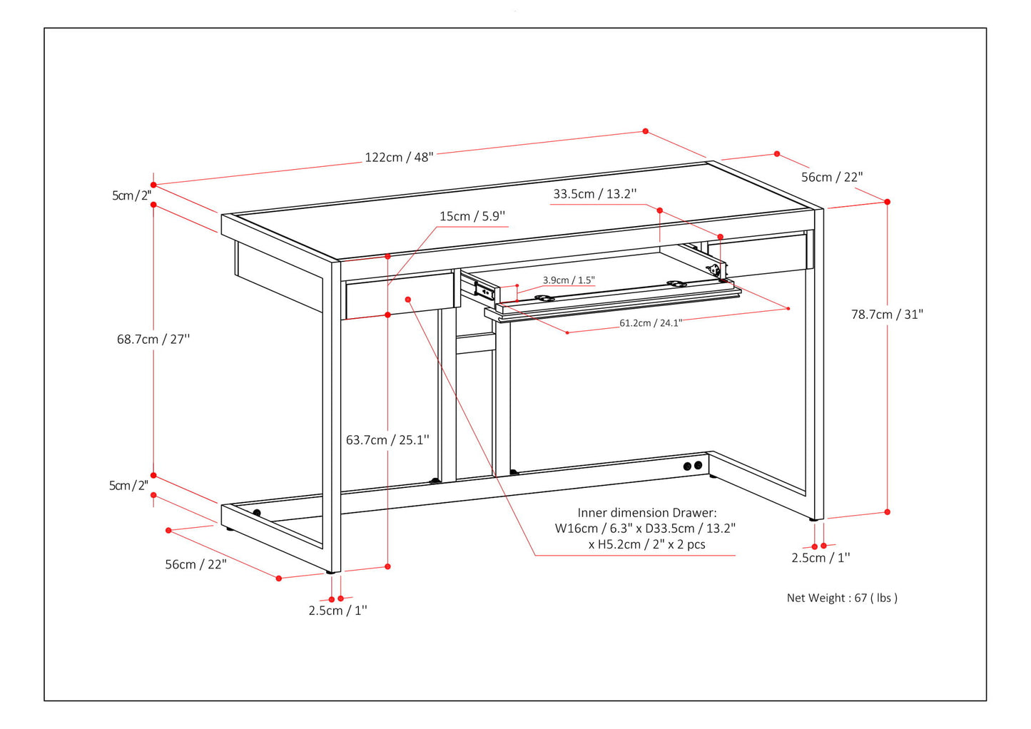 Erina - Handcrafted Desk - The Sleep Loft - Online Mattress Showroom NYC