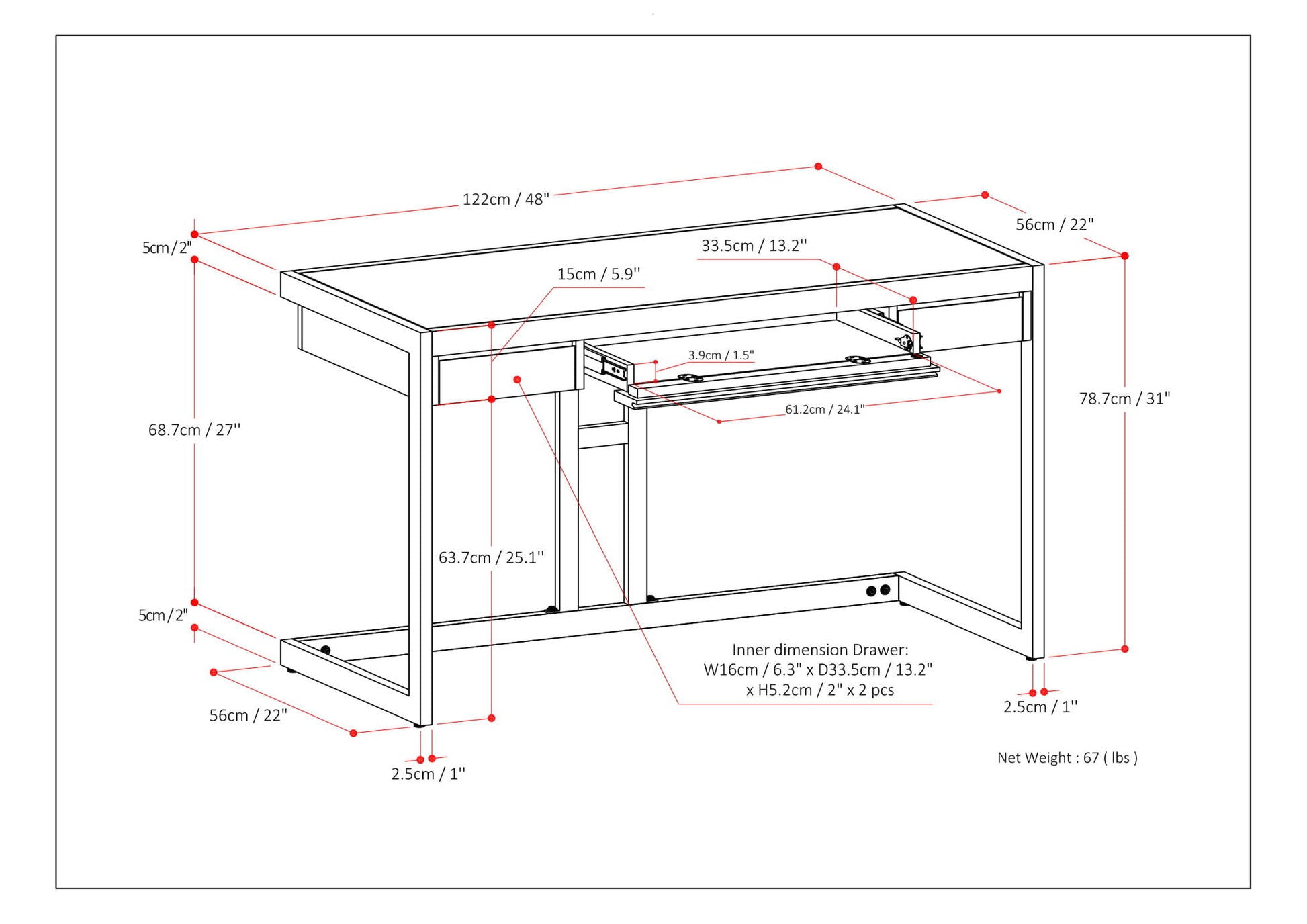 Erina - Handcrafted Desk - The Sleep Loft - Online Mattress Showroom NYC