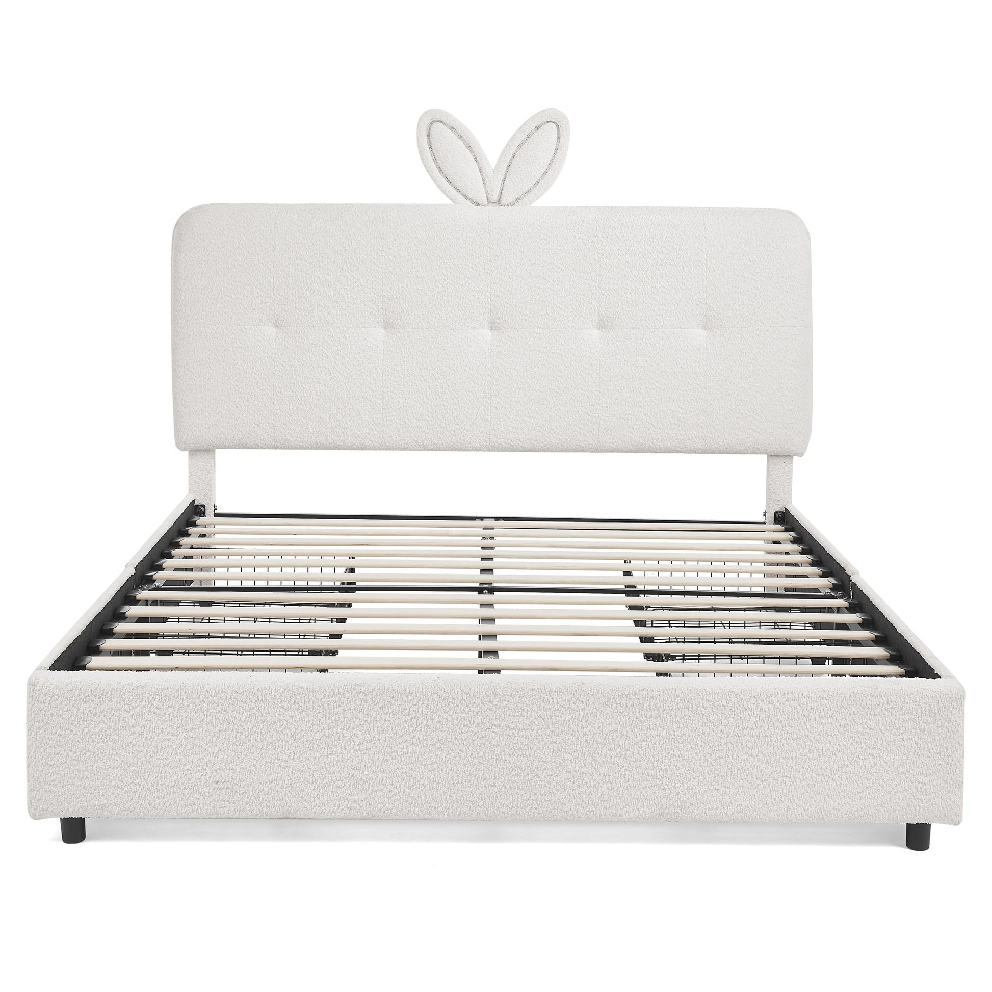 Upholstered Bed With Oversized Rabbit Ear Headboard, LED Lights & 4 Storage Drawers - The Sleep Loft - Online Mattress Showroom NYC