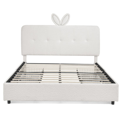 Upholstered Bed With Oversized Rabbit Ear Headboard, LED Lights & 4 Storage Drawers - The Sleep Loft - Online Mattress Showroom NYC