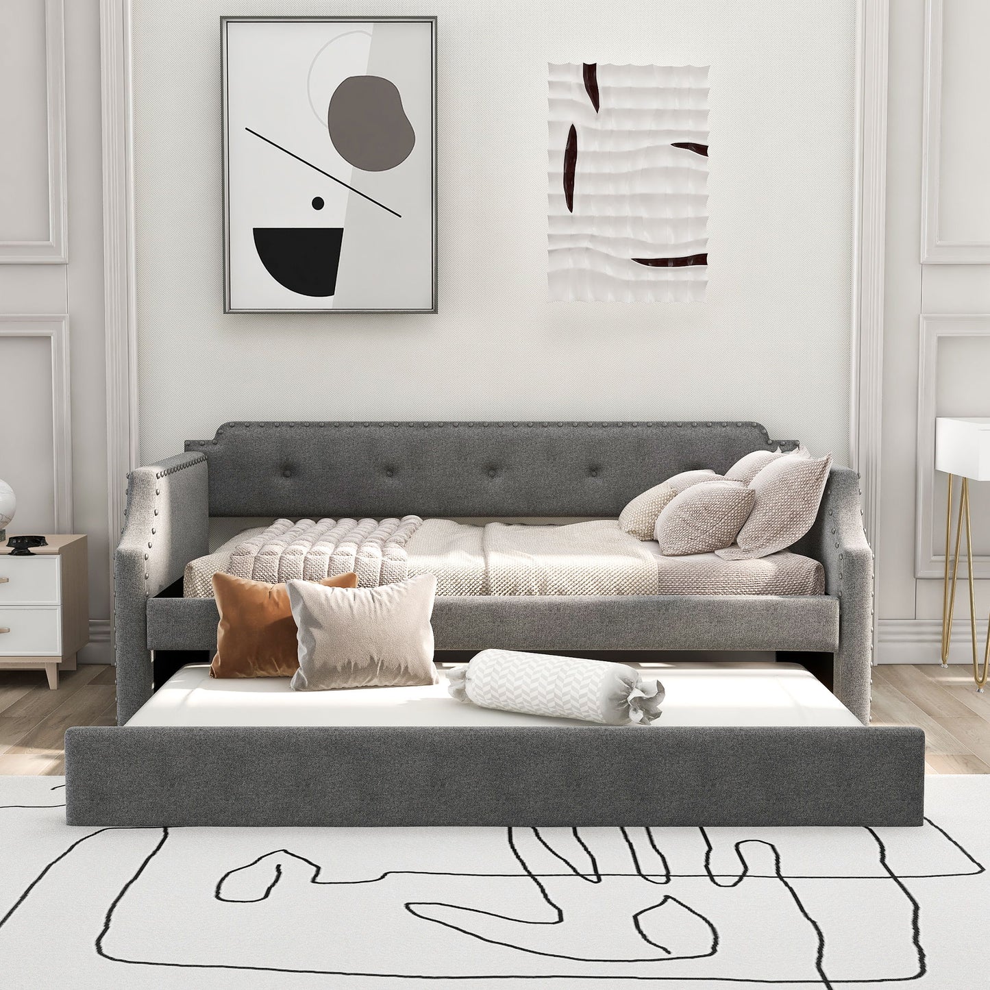 Upholstered Daybed With Trundle - The Sleep Loft - Online Mattress Showroom NYC