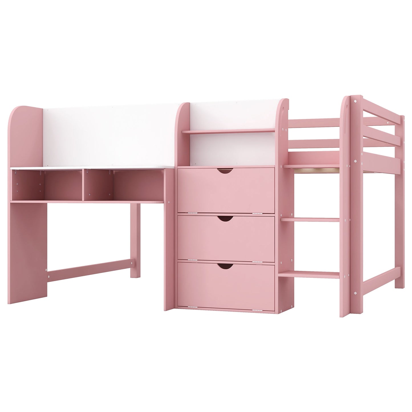 Low Loft Bed With Built In Desk, Storage Cabinets, Open Bookcase And Doodle board - The Sleep Loft - Online Mattress Showroom NYC