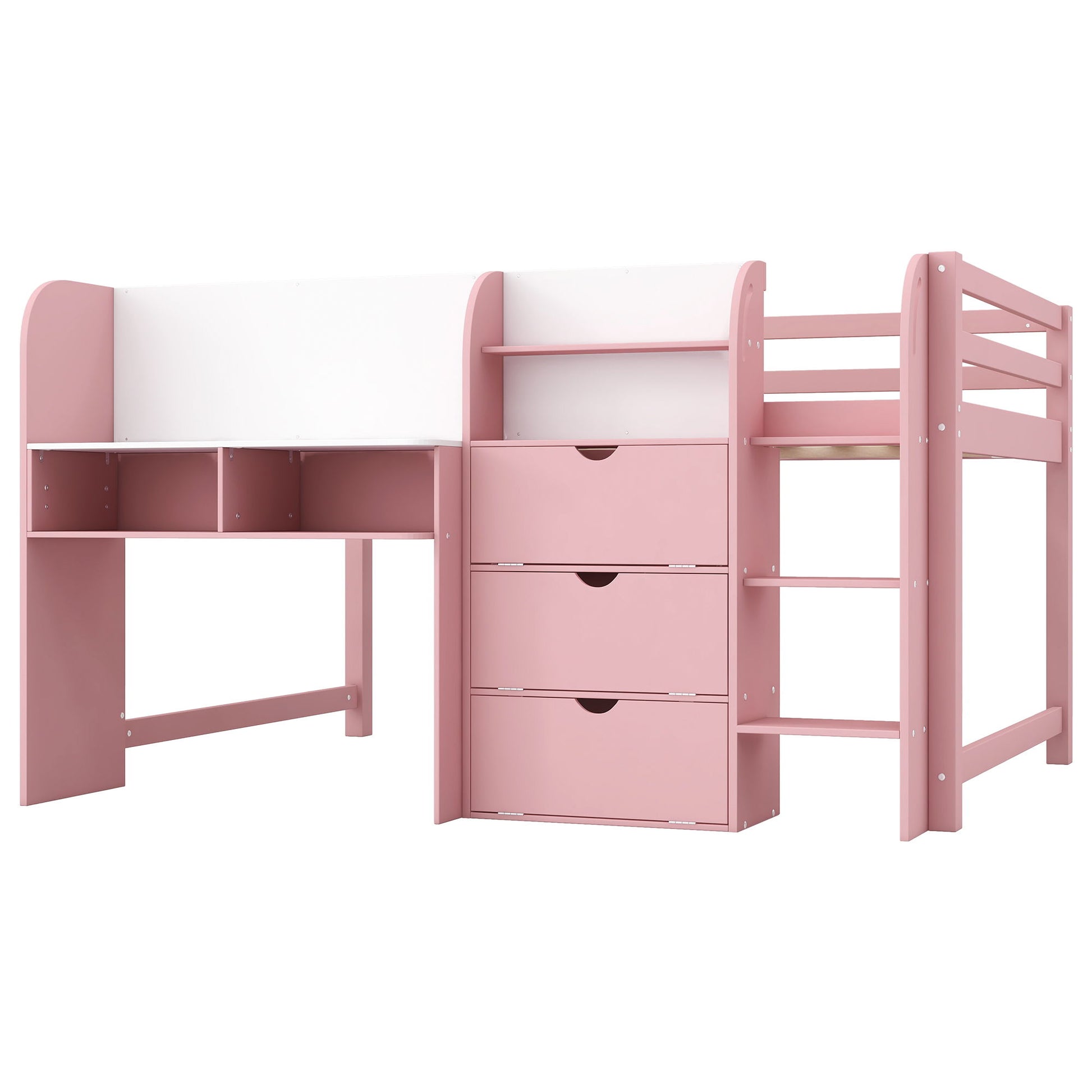 Low Loft Bed With Built In Desk, Storage Cabinets, Open Bookcase And Doodle board - The Sleep Loft - Online Mattress Showroom NYC