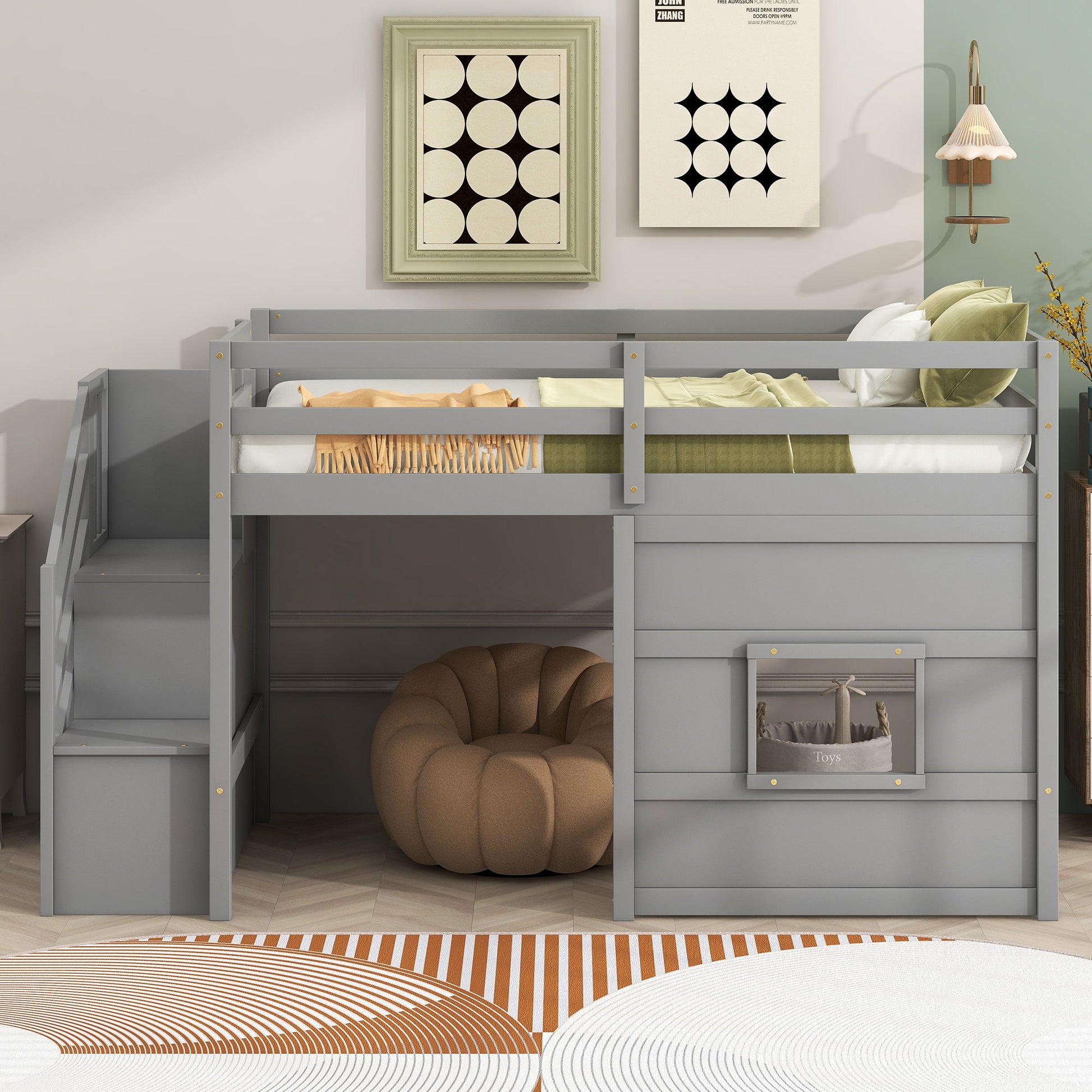 Loft Bed With Storage Staircase, Window & LED Light - The Sleep Loft - Online Mattress Showroom NYC