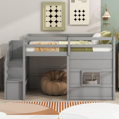 Loft Bed With Storage Staircase, Window & LED Light - The Sleep Loft - Online Mattress Showroom NYC