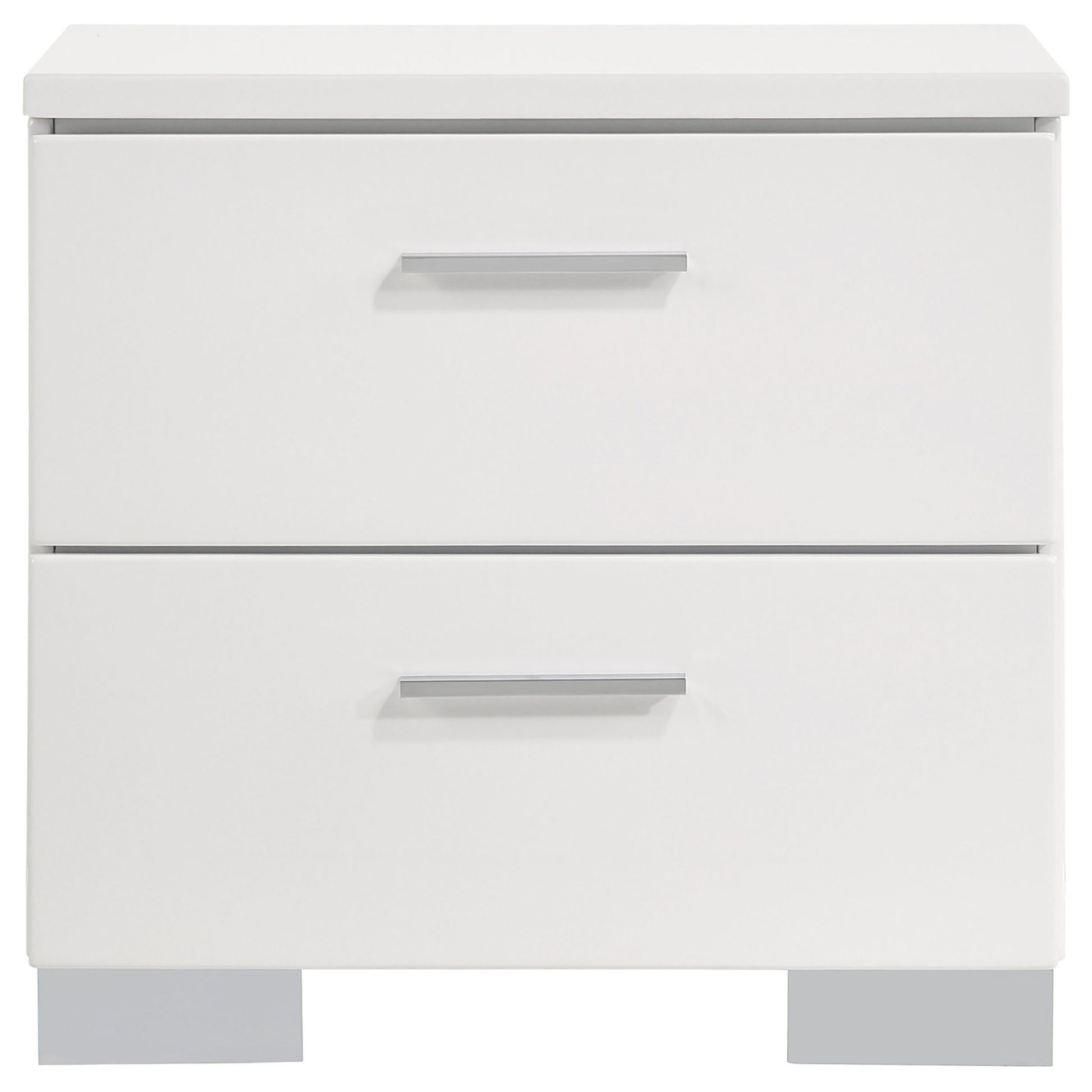 Dulcey - 2 Drawer Nightstand - Gloss White - The Sleep Loft - Online Mattress Showroom NYC