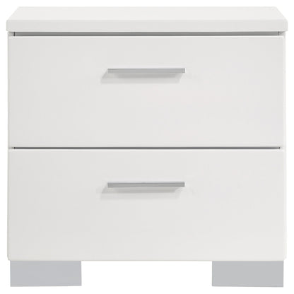 Dulcey - 2 Drawer Nightstand - Gloss White - The Sleep Loft - Online Mattress Showroom NYC