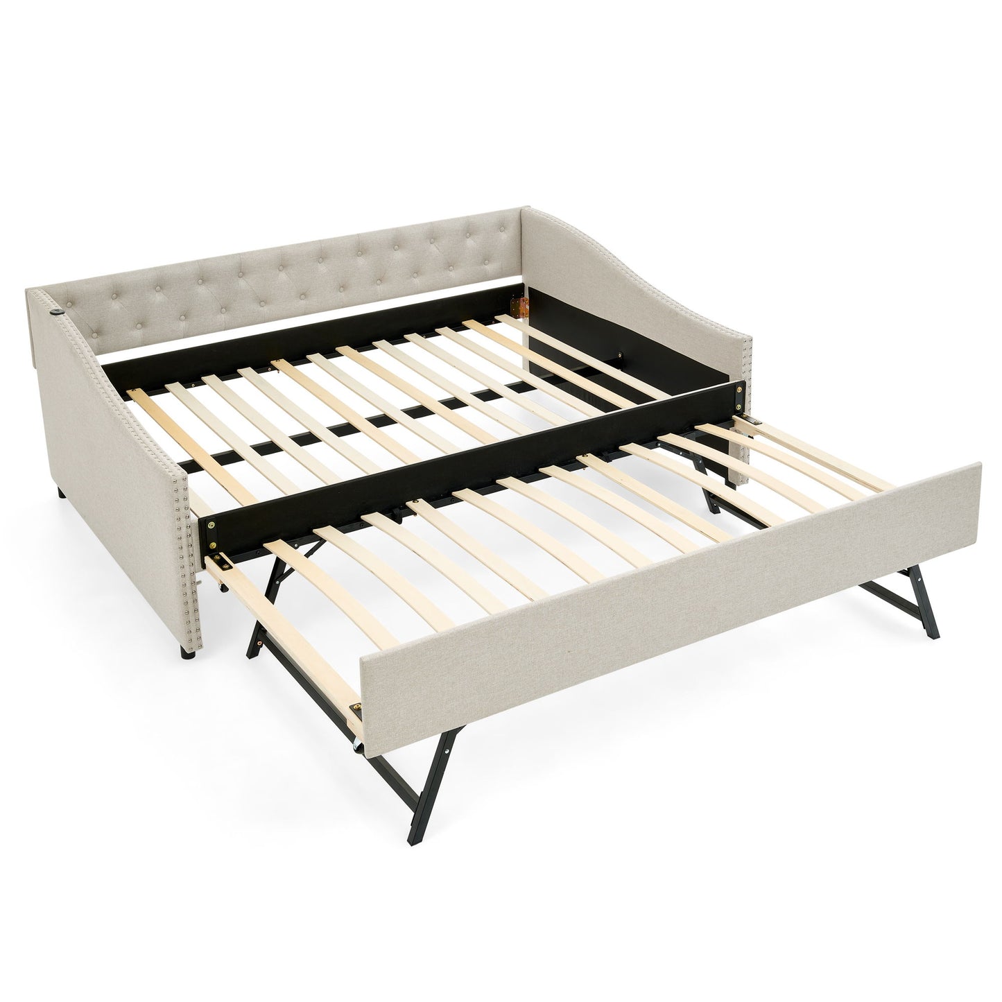 Upholstered Daybed With USB Charging & Pull Out Bed - The Sleep Loft - Online Mattress Showroom NYC